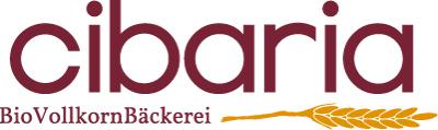 Logo der Bäckerei "cibaria" mit dem Zusatz "BioVollkornBäckerei" und einem Weizenähren-Symbol.